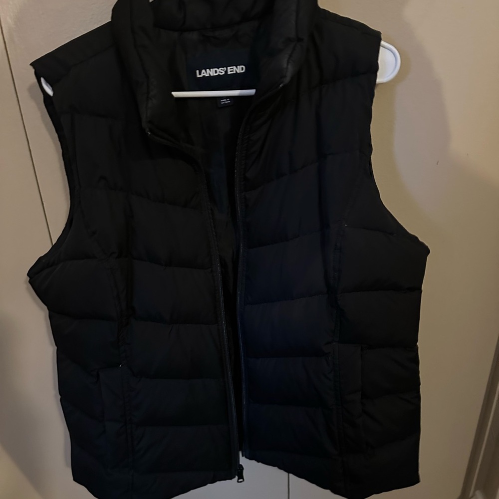 Lands' End Black Puffer Vest